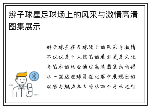 辫子球星足球场上的风采与激情高清图集展示
