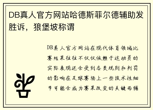 DB真人官方网站哈德斯菲尔德辅助发胜诉，狼堡坡称谓